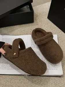 Autumn Winter Essential! Warm Plush Fuzzy House Slippers, Fashionable Versatile Home Comfort, Indoor Outdoor Wear, Cozy Living Time