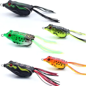 5pcs Fishing Lures Frogs Lure Frog Baits Ray Frog Topwater luresFishing baits for Basslure Pike Snakehead Musky Weedless Freshwater Soft Lure with Tackle Box