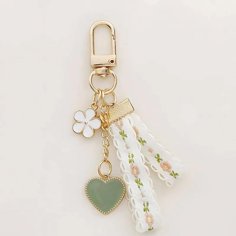 Mother's Day Gift Daisy & Heart Design Keychain, Floral Pattern Keychain, Cute Keychain for Women & Girls, Fashion Accessories for Bag Decoration, Keychain for Bags, Keychain for Birthday Gift, Keychain For Purse, Cute Keychain Accessory