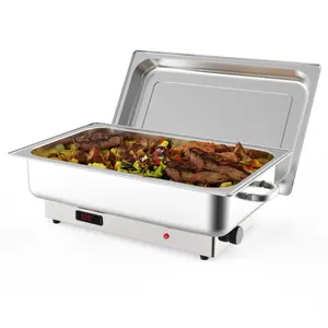 GARVEE 9QT Electric Chafing Dish Set Stainless Steel Full-size Chafer Food Warmer 1 x 1/1 Pan, Made of Food Grade Stainless Steel with a 1/1 Nsf-Certified Food Pan