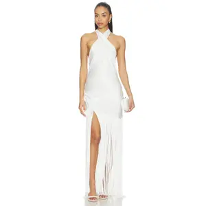 Show Me Your Mumu x REVOLVE Jasmine Fringe Maxi Dress in Ivory Luxe Satin