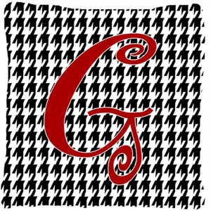 Carolines Treasures  14 x 14 in. Monogram Initial G Houndstooth Black Fabric Decorative Pillow