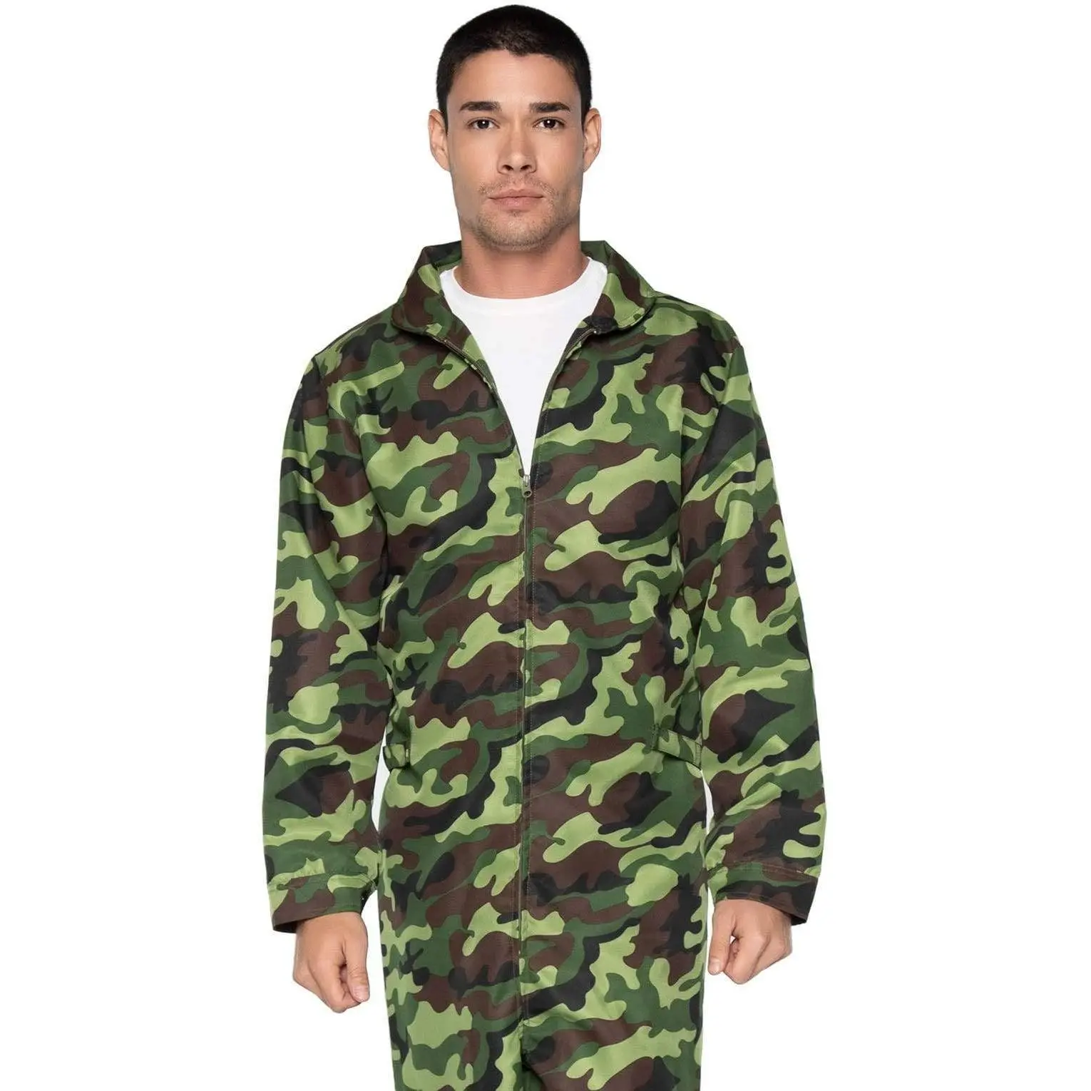 Jumpsuit for Men, Military Style Polyester Clothes with a Loose Fit, Collared Halloween Costume Outfit for Parties