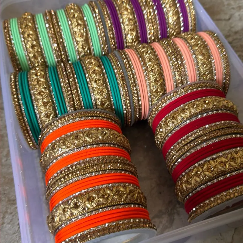 Size 2.10 - Golden Finish Metal Bangle Set, 26-Piece Bulk Pack for Jewelry Collection