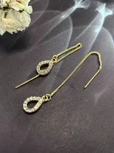 Zircon Tear Drop Threader Earrings for Women, Hypoallergenic Dangle Earrings, Perfect for Daily Wear and Parties