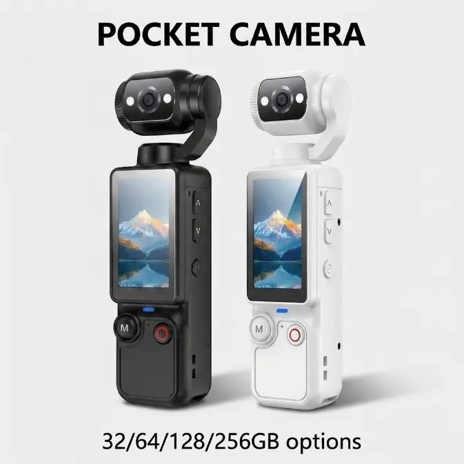 Portable Action Vlogging Camera 2.5K UHD, 66MP Photo, 180° Rotating Lens, 1.9" Display, 2000mAh Rechargeable Battery - Pocket Pocket Cam with Fill Light, 16X Zoom, USB-C, 32/64/128/256GB Storage