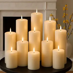 Pillar Candles Set, 12 Packs, 2.8 in x 4, 6, 8 Inch Assorted Size Unscented Pillar Candles Bulk for  Decor, Long  Candle for , Holiday Dinner, Dripless &