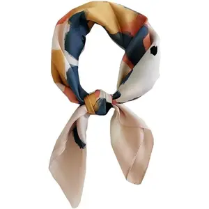 Silk Feeling Scarf Medium Square Satin Head Scarf for Women 27.5 × 27.5 inches