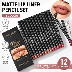 Easy Coloring Lip Liner Pencil Set, 12pcs/box Matte Lip Liners, Long-Lasting Matte Lipliner for All Occasions, Lip Makeup Cosmetic Kit, Lip Product tiktokshopspringglowup