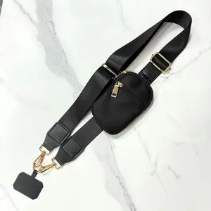 Unisex Phone Strap with Zippered Pouch Adjustable Crossbody Strap with Removable Wristlet Multifunction Phone Lanyard Fashionable Design for Smartphone Cellphone