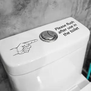 A simple black and white finger-pointing button indicator sticker, a decorative sticker for beautifying toilets in bathrooms and washrooms, MS2413-KQ, Bathroom Accessories
