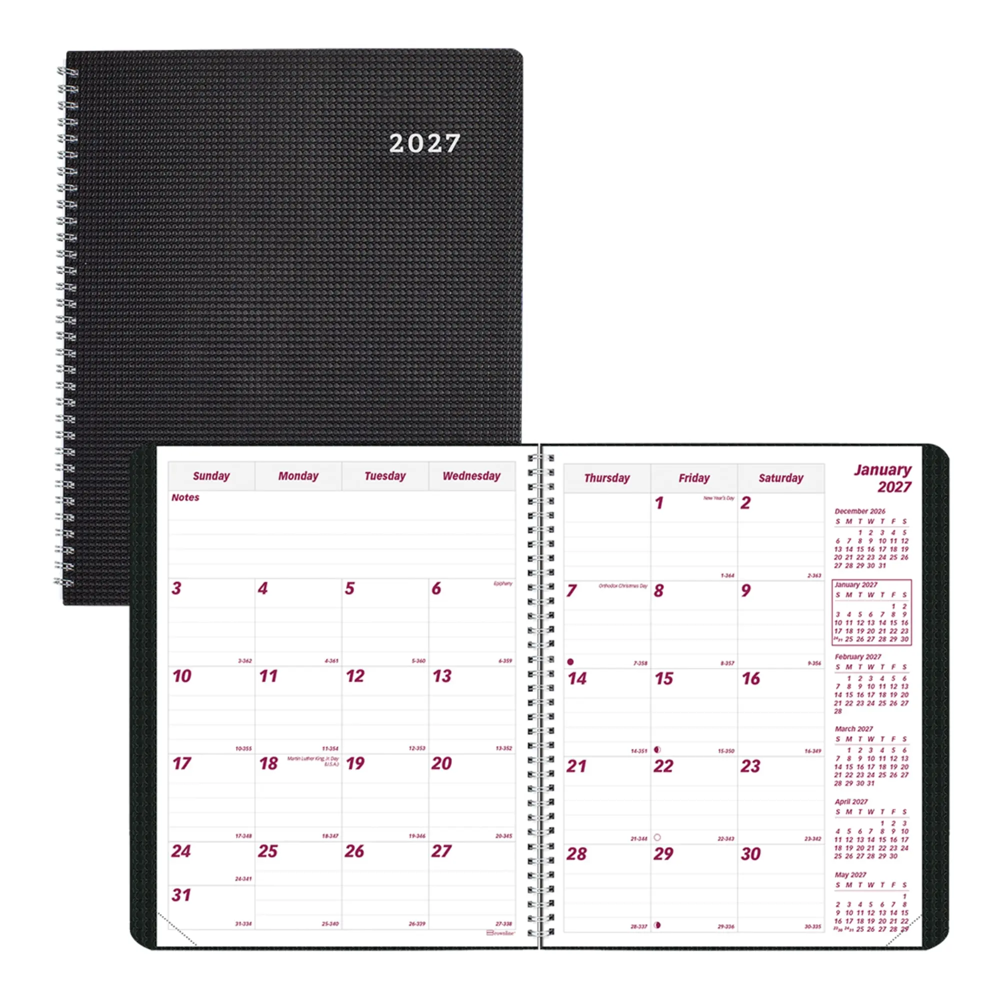 2026-2028 Brownline 14-Month DuraFlex Monthly Planner, 8-7/8" x 7-1/8", 100% Recycled, Black, December To January, CB120