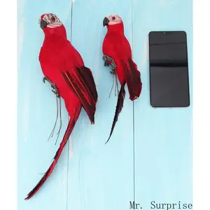 Simulation Feather Parrot Decor Fake Macaw Bird Ornament 25CM 35CM Realistic Artificial Feathered Bird Craft for Garden Green Plant Landscape Home Yard Lawn Floral Decoration