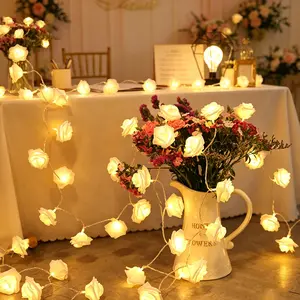 3m LED Rose Light String, 20-Head Decorative Lights, Home Festival Wedding Party Decoration, Aa Battery Powered, Constant Blink Modes