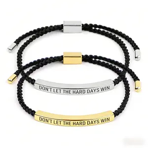 Dont Let The Hard Days Win Bracelet Stainless Steel Tube Inspirational Bracelet Adjustable Handmade Braided Wrap Tube God Bracelet for Women Men Couple Friendship Bracelet BFF Jewelry Gifts