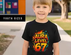 Aura Level 67 Kids Tee, 67 Youth Tshirt, Aura Level Kids Shirt, 67 Kids Shirt, 67 Youth Shirt, Funny 67 Kids Shirt
