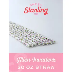 Alien Ivaders 30 oz Reusable Straws- Wide Fit