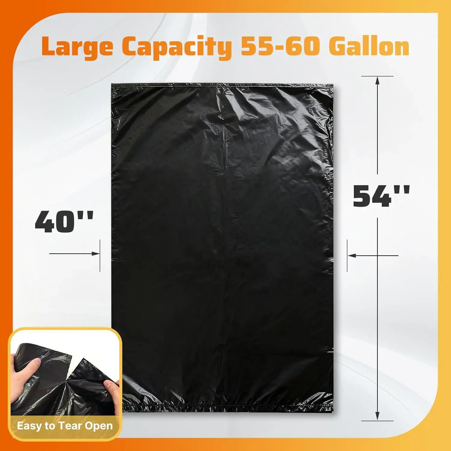 55-60 Gallon Trash Bags 80 Count, 21 Micron HDPE, Durable & Tear-Resistant Trash Can Liners, Suitable for 55-60 Gallon Trash Can, Garbage Bags for Packing Leaves, Kitchen Waste & Household Waste
