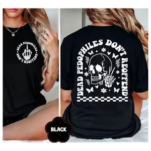 Washed Cotton Vintage Dead Pedophiles Don’t Reoffend Tee, Protective Parent Shirt We Love Our Kids Skull Middle Finger Graphic Tshirt, Unisex Justice Shirt