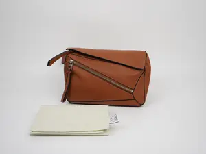 Pre-owned Loewe calfskin Belt Bags Small Puzzle Bumbag Tan