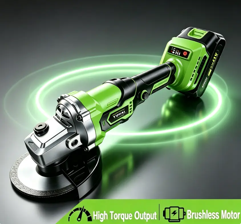 21V Brushless Motor Cordless Angle Grinder, High-Torque Rechargeable Lithium Tool Kit with Full Discs Set, Efficient for Workshop Construction, DIY Home Repair, Efficiency