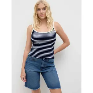 Cider Jersey Stripe Bowknot Lace Trim Contrasting Binding Cami Top SummerWins Dealsforyou
