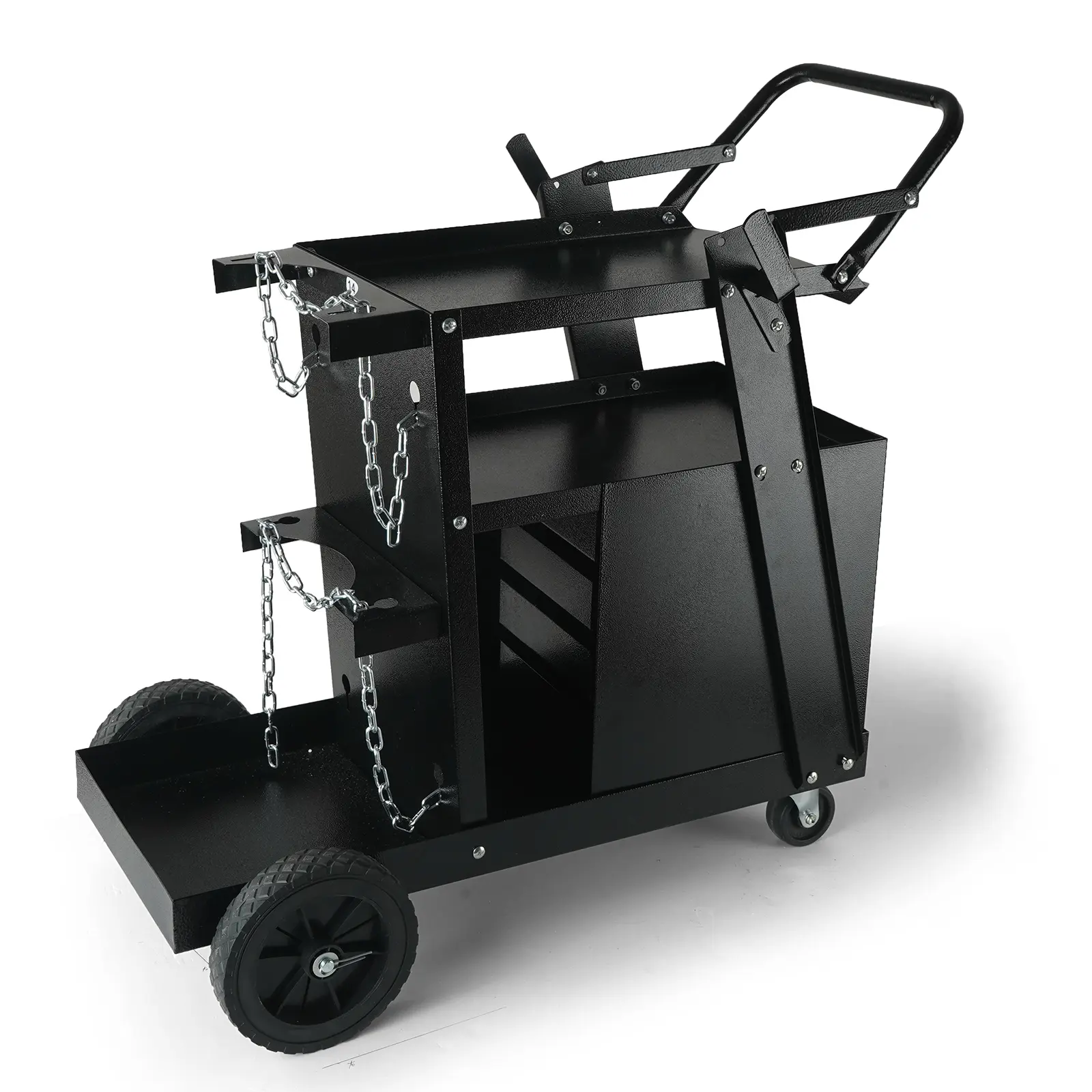 【summerfinds】VEVOR Welding Cart, 2-Tier 4 Drawers Welder Cart with 265 LBS Weight Capacity, 360° Swivel Wheels, Tank Storage Safety Chains, Heavy Duty Rolling MIG Welder Cart for Mig Welder and Plasma Cutter