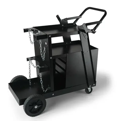 【toolupgrade】VEVOR Welding Cart, 2-Tier 4 Drawers Welder Cart with 265 LBS Weight Capacity, 360° Swivel Wheels, Tank Storage Safety Chains, Heavy Duty Rolling MIG Welder Cart for Mig Welder and Plasma Cutter