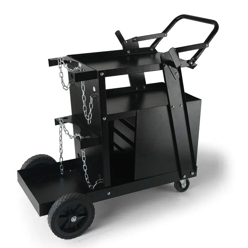 【toolupgrade】VEVOR Welding Cart, 2-Tier 4 Drawers Welder Cart with 265 LBS Weight Capacity, 360° Swivel Wheels, Tank Storage Safety Chains, Heavy Duty Rolling MIG Welder Cart for Mig Welder and Plasma Cutter