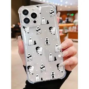 1pc Transparent Shockproof Ghostly Cat Phone Case Suitable For IPhone17/IPhone17 Air/IPhone17 Pro/IPhone17 Pro Max/16 Pro Max/15 Pro Max/14 Pro Max/13 Pro Max/12 Pro Max