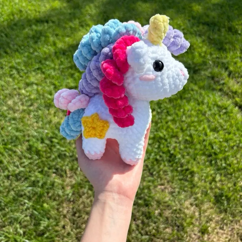 Handmade Crochet Unicorn Plushie - Handcraft Collectible Plush Toy, Cuddly, Kawaii, Cute, Star-Themed Stuffed Animal for Gifting