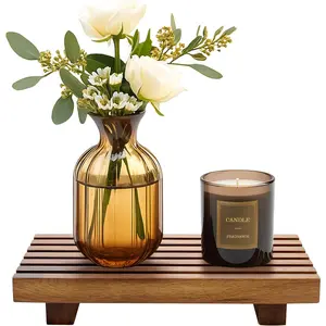 Wood Riser for Bathroom Sink Tray Kitchen Counter Decor Trays Pedestal Stand Sponge Soap Dish Holder Decorative Wooden Risers for Kitchen Sink Soap Tray Vanity Bathroom Countertop Accessories