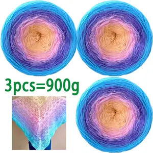 3 Skeins Total 900g/31.75oz Soft Gradient Cotton Yarn Set Crochet Yarn Knitting Yarn for Shawls Sweaters Scarves Hats Christmas Mother's Day Valentine's Day Birthday Gift