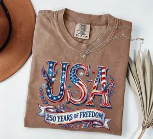 Comfort Colors 250 Years Of Freedom Shirt, USA Anniversary Shirt, Freedom Tee, American 250 Floral, 4th of July Shirt, Memorial Day Shirt - LORA ATCHER