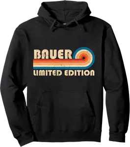 BAUER Surname Retro Vintage 80s 90s Birthday Reunion Pullover Hoodie - Phoebeumba Shop 88B0BSJ91SSP