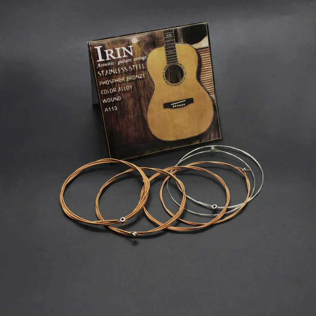 Irin A113 Acoustic Guitar Strings Strings for Beginner Guitar Brass Alloy Hex Steel Core High-Quality Musical Instrument Accessories One Size Fits All