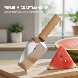 Stainless Steel Watermelon Cutter, Camping Melon Slicer Tool, 2-in-1 Fruit Cube Gadget for Home & Outdoor