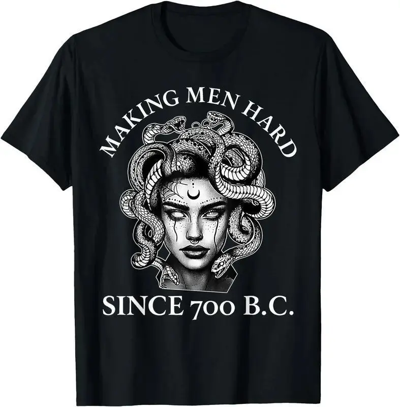 Medusa Graphic T-Shirt, Gothic Greek Mythology Tee, Dark Feminine Snake Print Shirt, Vintage Black Streetwear Top