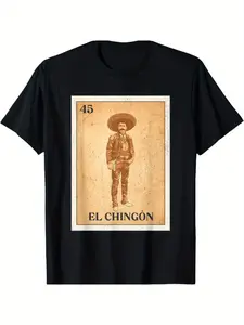 EL CHING ÓN. Zapata Mexican Bingo Tee, minimalist style, long-lasting wear, outdoor activities, for young people, Black Friday, Christmas Eve