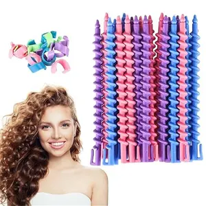20pcs Random Color Spiral Wave Curlers, Reusable Wool Roll Cold Perm Hair Styling Tools, No Heat Women's Hairstyling Accessory