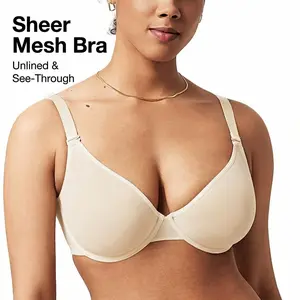 HSIA Seraphina Plus Size Full Coverage Plus Size Summer Bra Breathable Unlined Soft Sheer Mesh Underwire Support Transparent Lightweight Non Padded Minimizer Bra Convertible Multiway Bras Sexy Everyday Womenswear