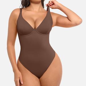 FeelinGirl Women V Neck Bodysuit Thong Tummy Control Shapewear Basic Fabric4 Fashion Womenswear