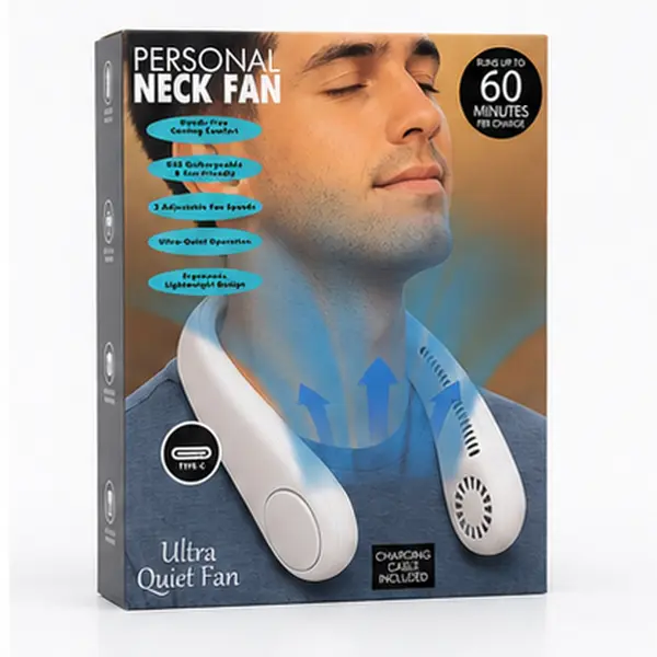 Portable Neck Fan - Personal Air Cooler - White