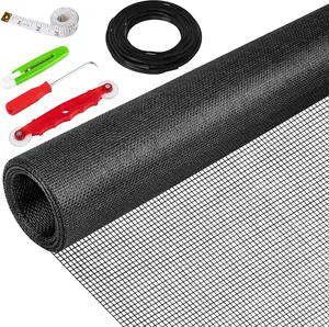 48"X236" Window Screen Replacement Kit, 6 in 1 Window Screen Door Repair Kit, Replacement Window Screens, Fiberglass Patio Screen Mesh for Porch Sliding Door, Rolling Tool Hook Spline Cutter Ruler