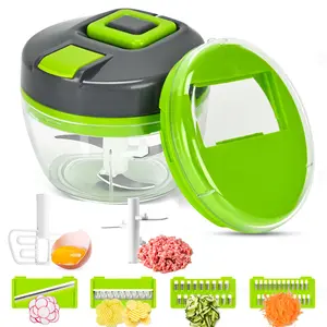 6-in-1 Vegetable Chopper - Mandoline Slicer with Egg Beater, Multifunctional Manual Chopping Food Chopper for Onion Garlic Meat & Baby Food, Essential Kitchen Gadget, Vegetable Cutter