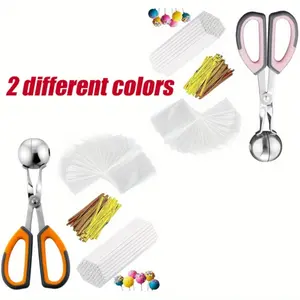 301PCS Pastry Making Accessories100 Cake Sticks and 100 Parcel Bags and 100 Twist Ties and 1 Cake Pop Mold Handle Clip for Making Lollipops, Candies, Chocolates, Cookies