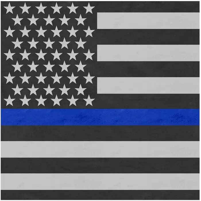 Subdued US Flag with Blue Line 22 in. x 22 in. Cotton Bandana - Support the Police