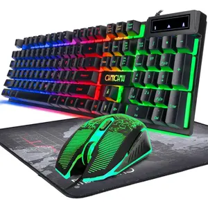 Gaming LED Wired Keyboard For PC, Raspberry Pi, Mac, Xbox one, ps4 And Mouse Combo with Emitting Character, 4800DPI 2 Side Button USB Mouse Rainbow Backlit Mechanical Feeling