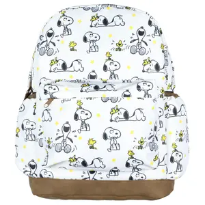 Peanuts Backpack Best Friends Woodstock and Snoopy Allover Design Bookbag Travel Daypack Bag 16"