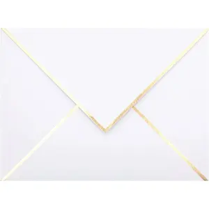 A2 Envelopes - 50-Pack V Flap Foil Border Mailing Envelopes for 4.25" x 5.5" Cards - for Wedding, Invitations,  Shower, Photos, Graduation, Birthday, Bridal Shower - 4.375" x 5.75" (White)